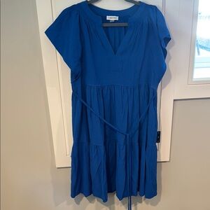 Calvin Klein Blue Mini Sundress with Dolman Sleeves